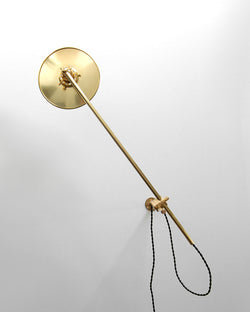 "Chicago" Elegant Adjustable Articulating Brass Wall Mount Boom Lamp With Solid Brass Flat Shade