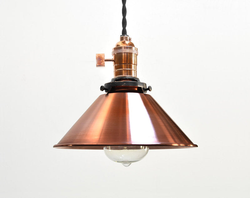 "H2" Hand Antiqued Copper Industrial Cone Pendant Light
