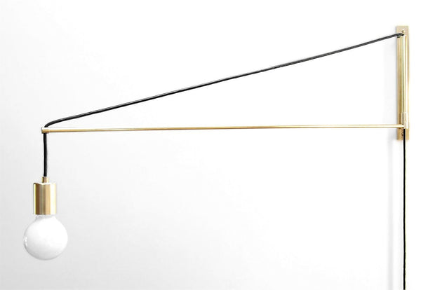 "Jib" Minimal Modern Brass Swing Arm Lamp. Wall Mount with 2 Foot, 3 Foot, and 4 Foot Lengths Available