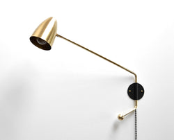 "Tourner" Modern Brass Potence Lamp with Black Wall Plate, Swing Arm Sconce