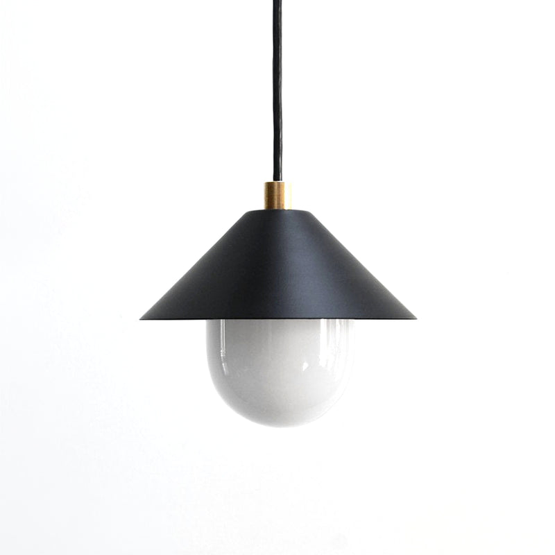 "A51" Minimal Modern Brass & Black Pendant Light with White Glass Diffuser